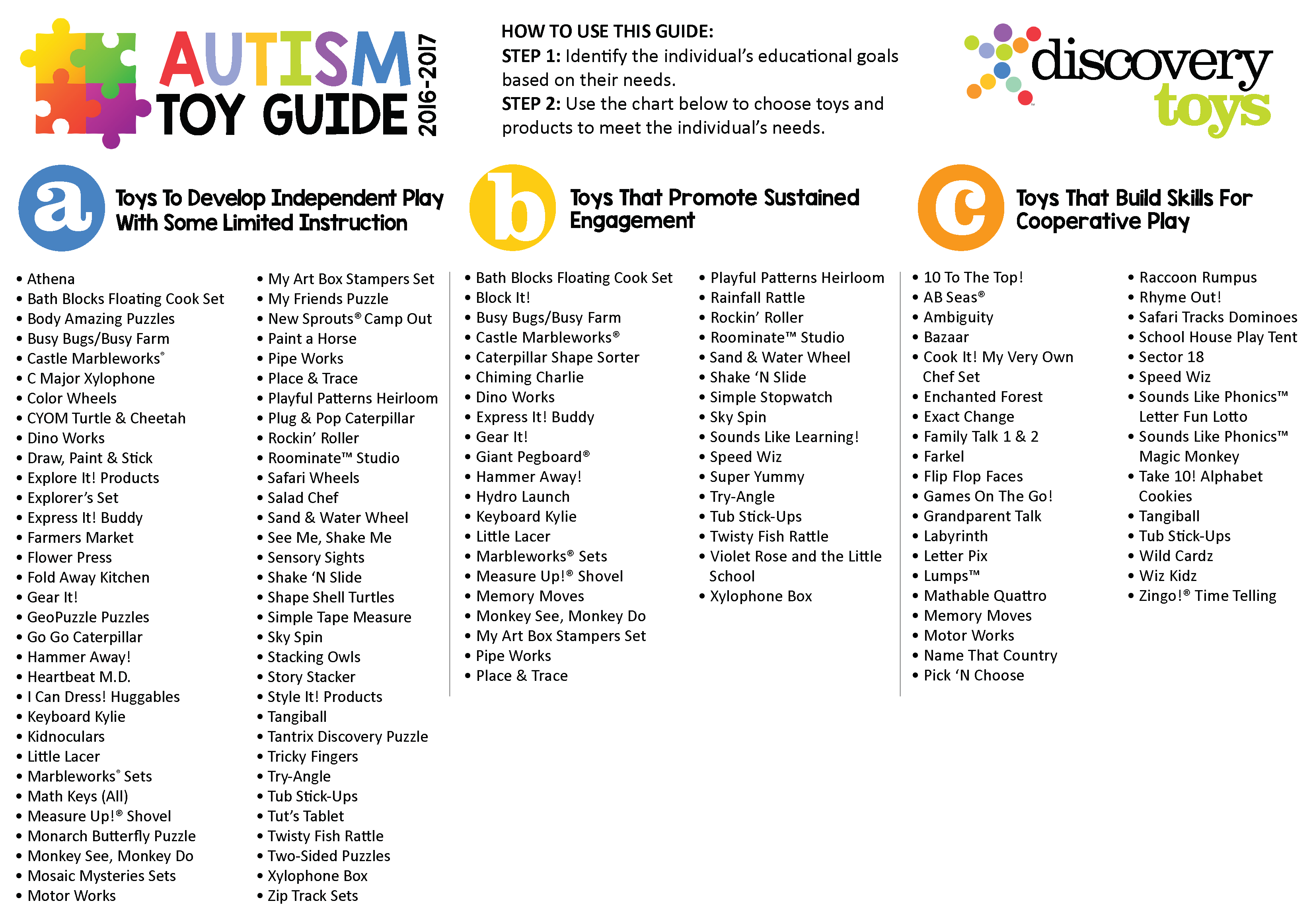 Autism Toy Guide Discovery Toys